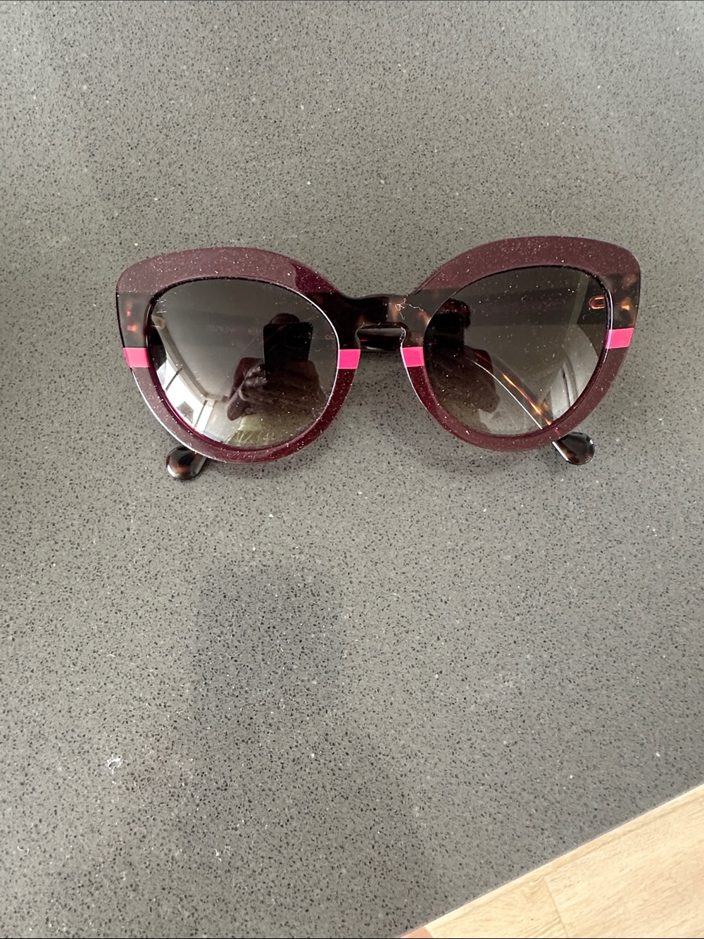 Louis Vuitton Burgundy Cat Eye Sunglasses with Pink Accents